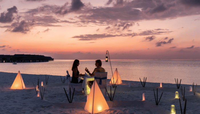 romantic beach setting